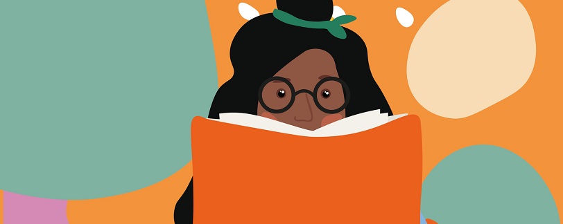 illustration of black woman reading