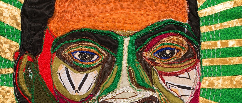 hand sewn embroidered portrait of George Floyd for Black History Month